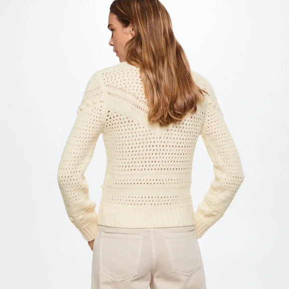 NWT Mango Openwork knit sweater, women’s Size L - Picture 3 of 13